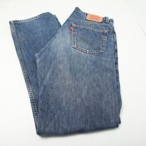 Levis 505 Regular Fit Jeans Mens 34x36 Blue Medium Wash Straight Leg Denim